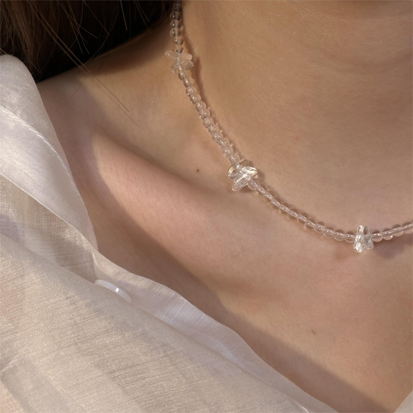 citrine and clear quartz wealth energy necklace