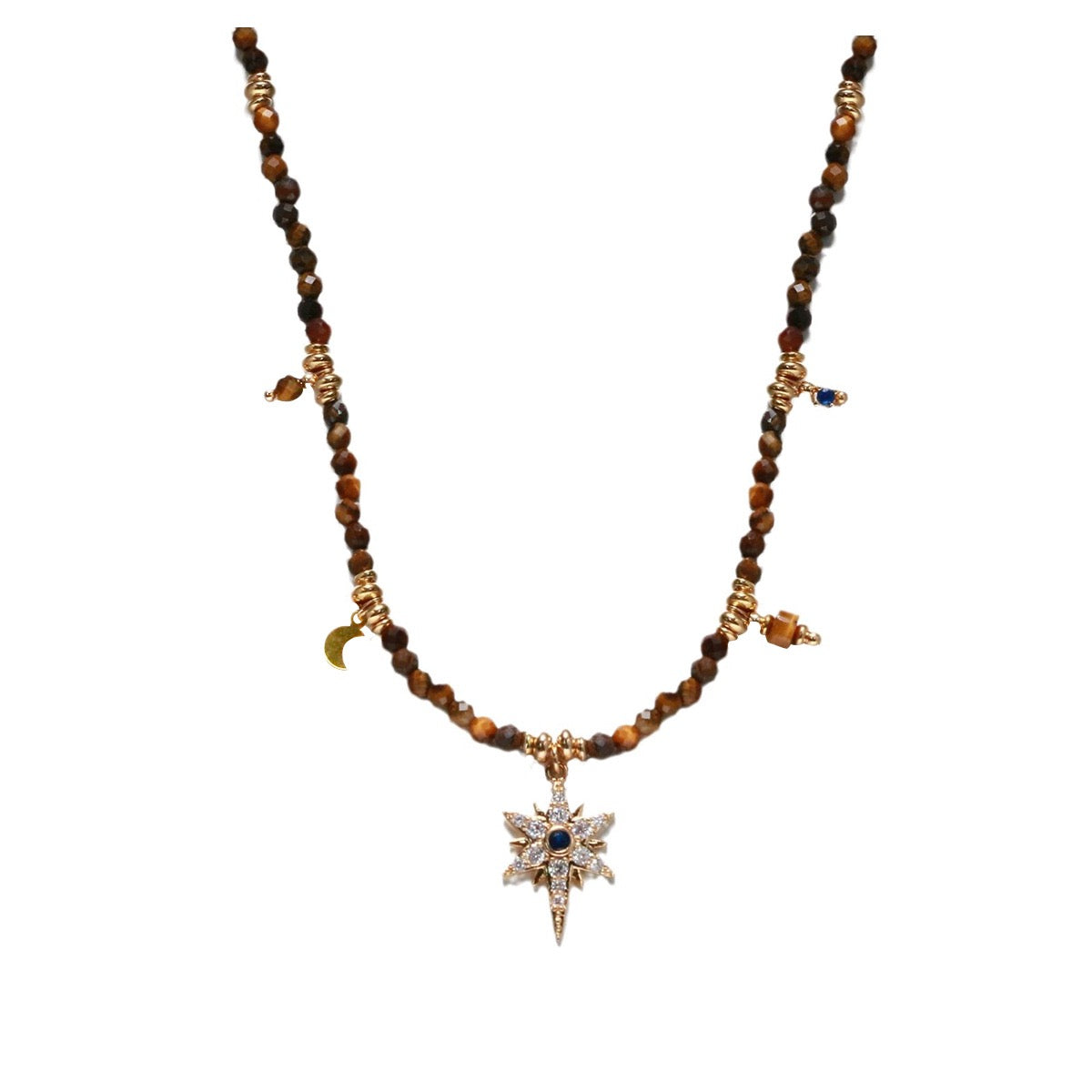 tiger’s eye retro fringe necklace for women in leadership