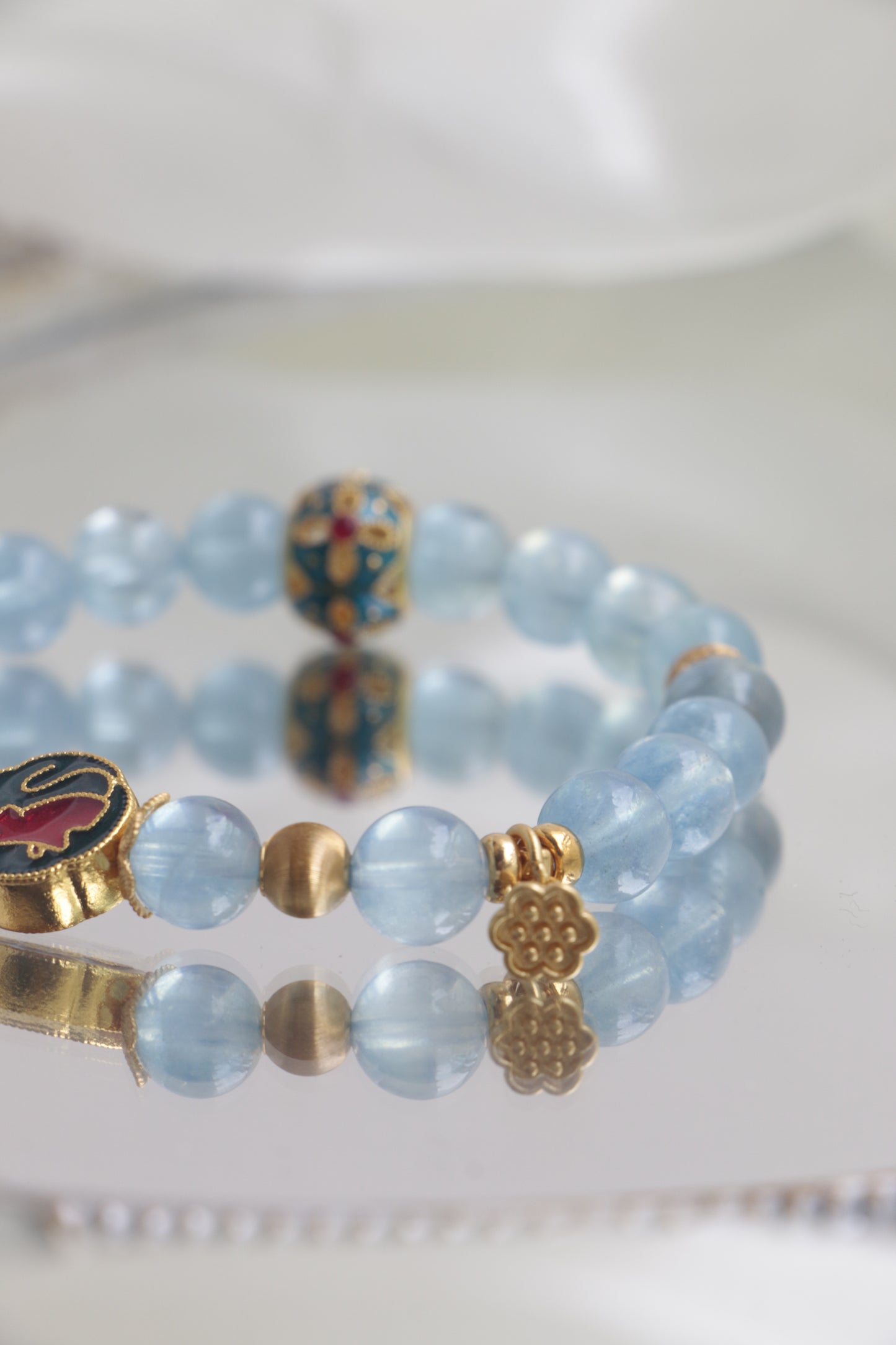 Jingtai Blue Enamel Zodiac Rat Sea Blue Sapphire Bracelet – Attract Luck, Overcome Crises & Gain Noble Support