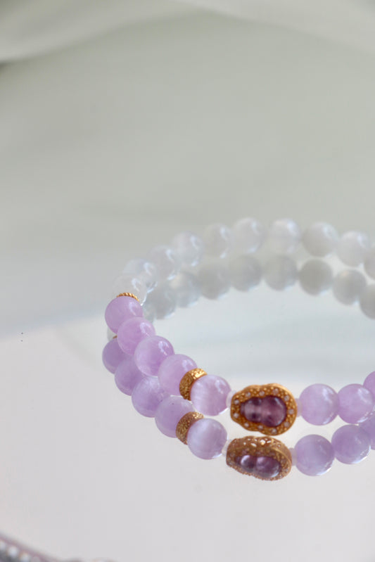 tourmaline lepidolite bracelet with feng shui gourd for personal growth and success