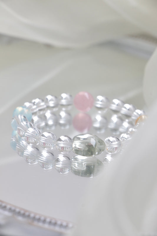 five element bracelet with aquamarine and citrine for energy healing