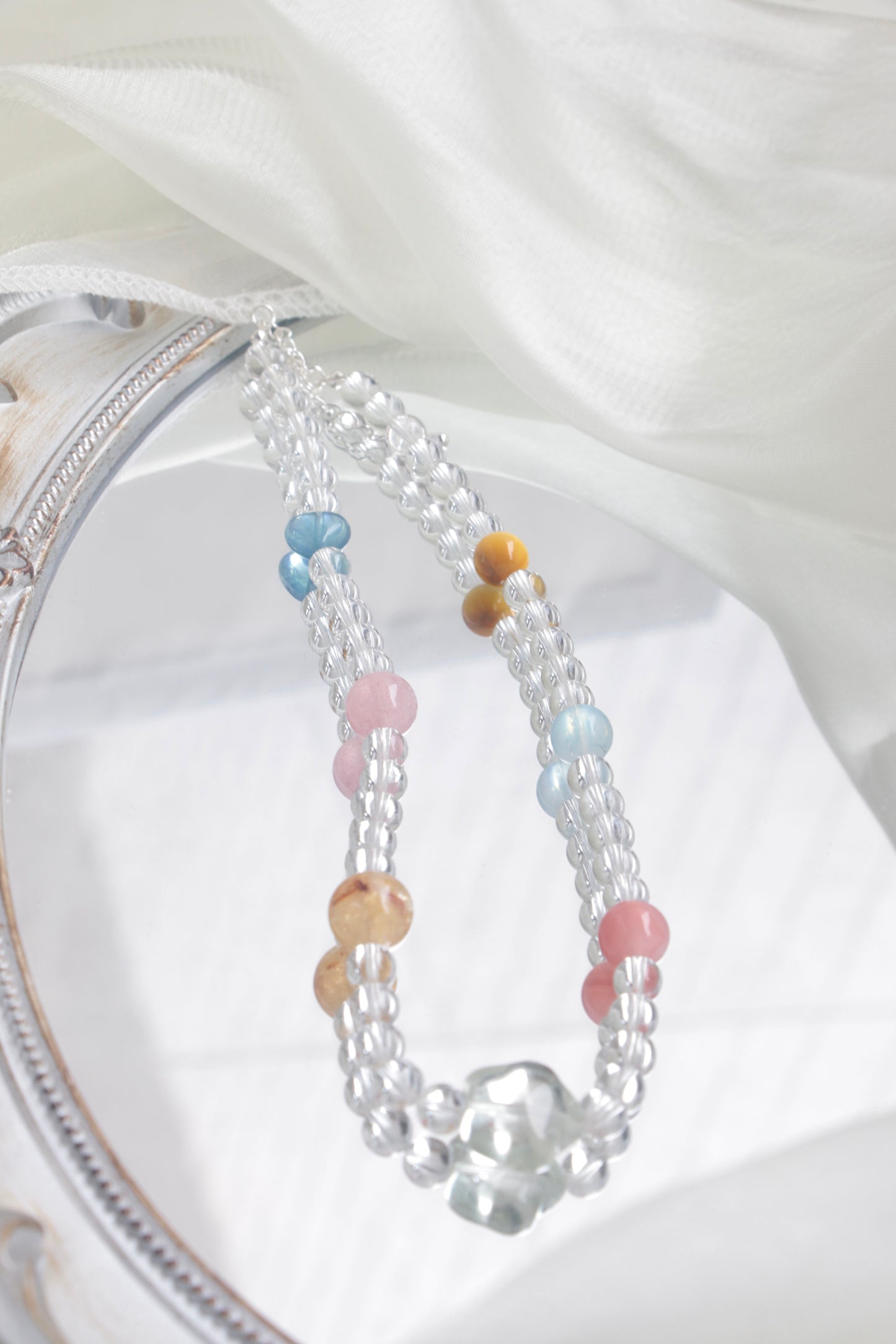 rainbow five element crystal energy necklace for balance and good fortune