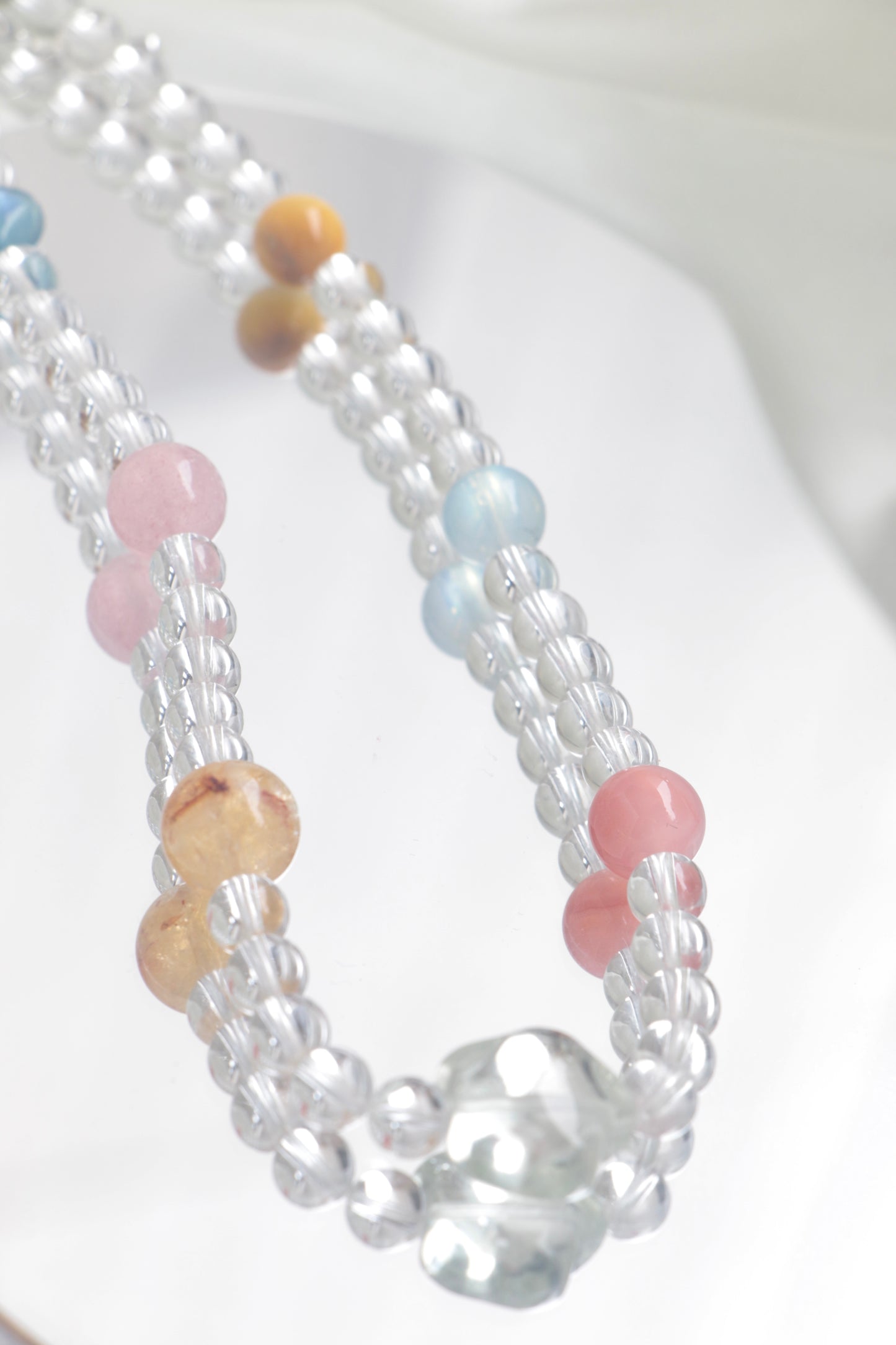 rainbow five element crystal energy necklace for balance and good fortune