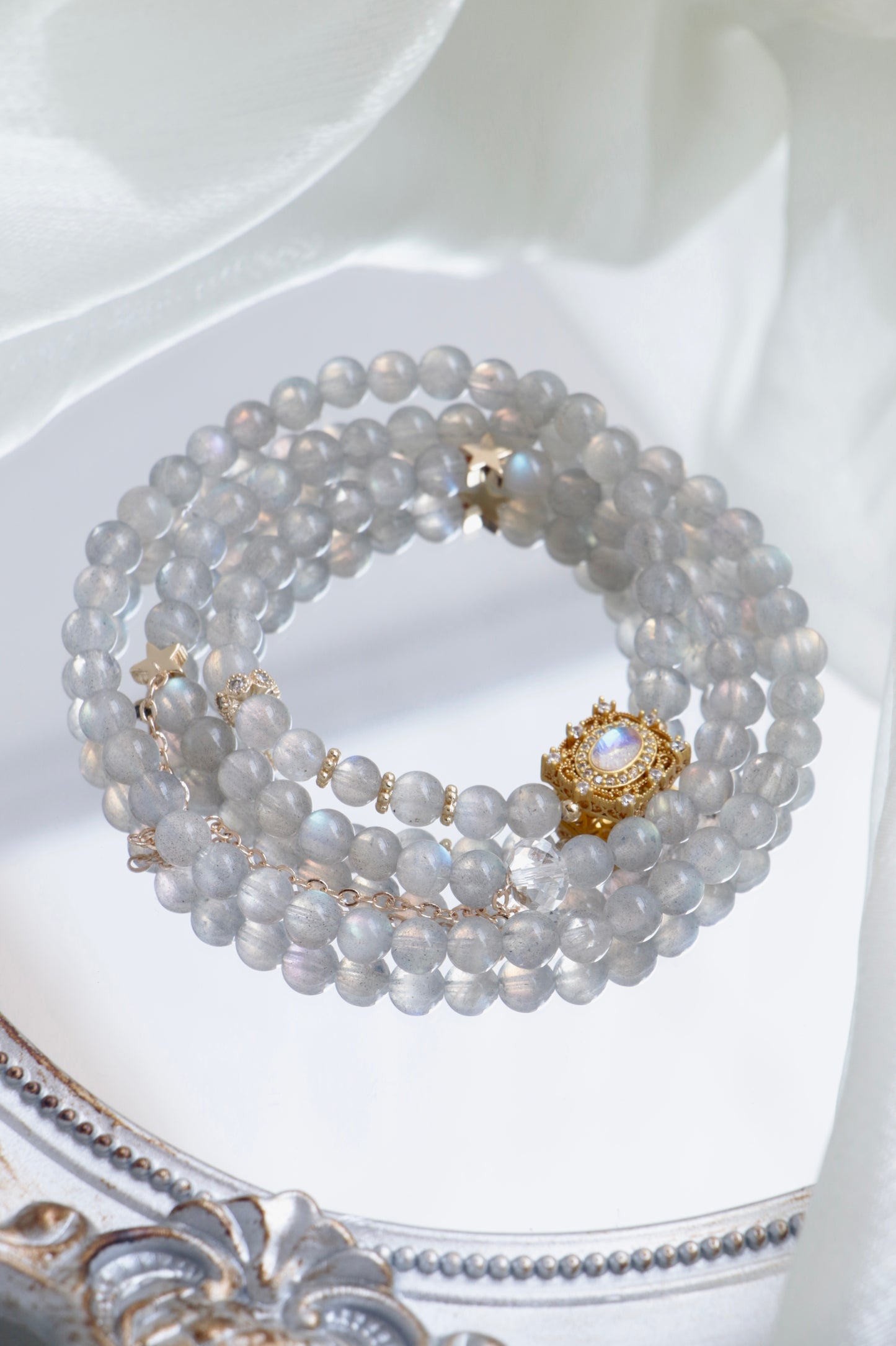 gray moonstone crystal necklace for career success and confidence