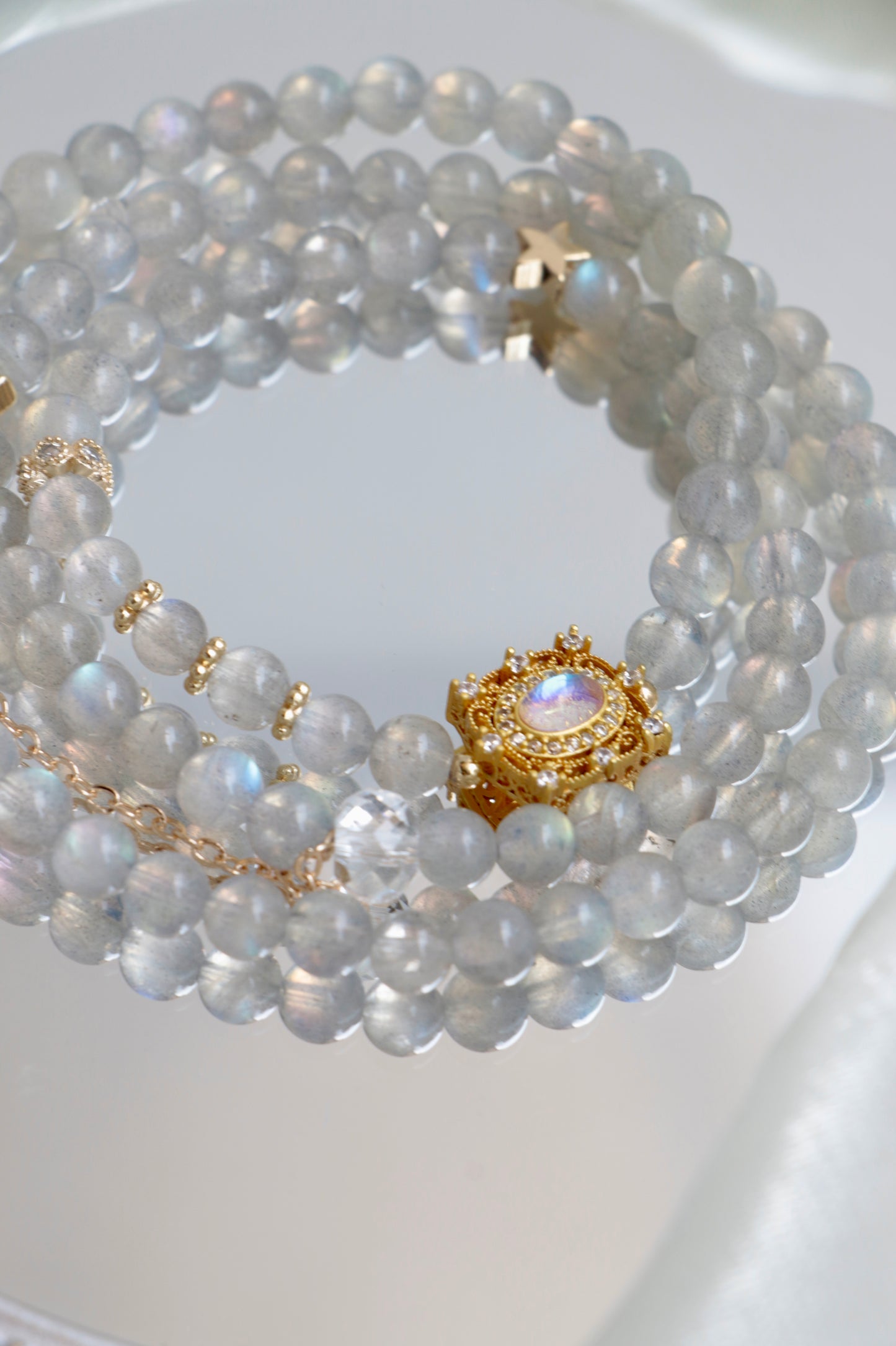 gray moonstone crystal necklace for career success and confidence