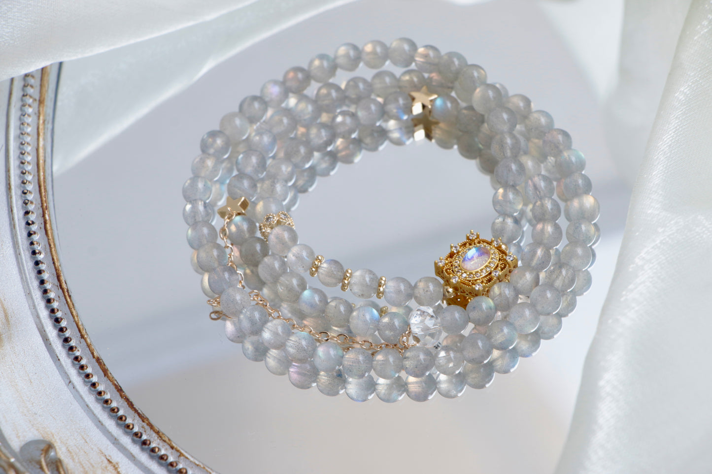 gray moonstone crystal necklace for career success and confidence