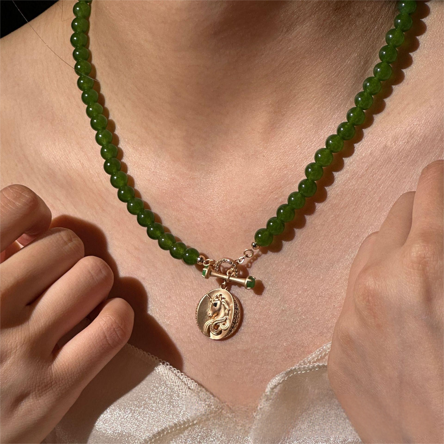 Forest Unicorn Green Chalcedony Necklace – For Hope & Promotion