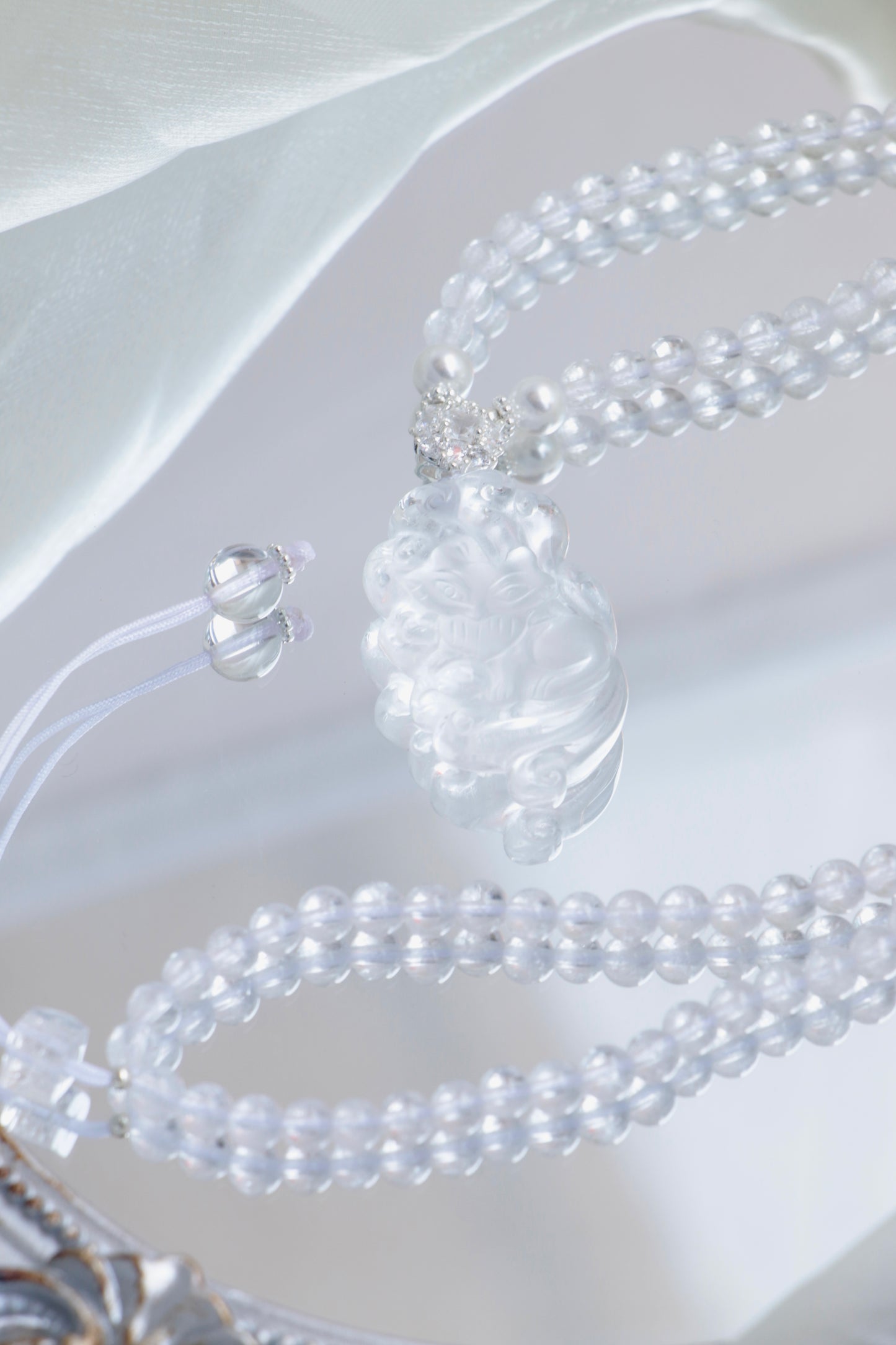 🦊Nine-Tailed Fox White Quartz Necklace – Love, Charm & Energy Boost