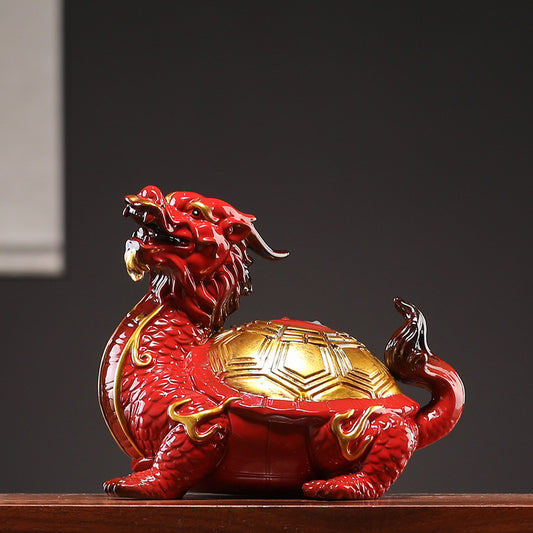 Obsidian Zen Turtle Statue for Water Energy Control and Career Success
Qimen Dunjia Bagua Turtle with Lotus Base for Disaster Protection