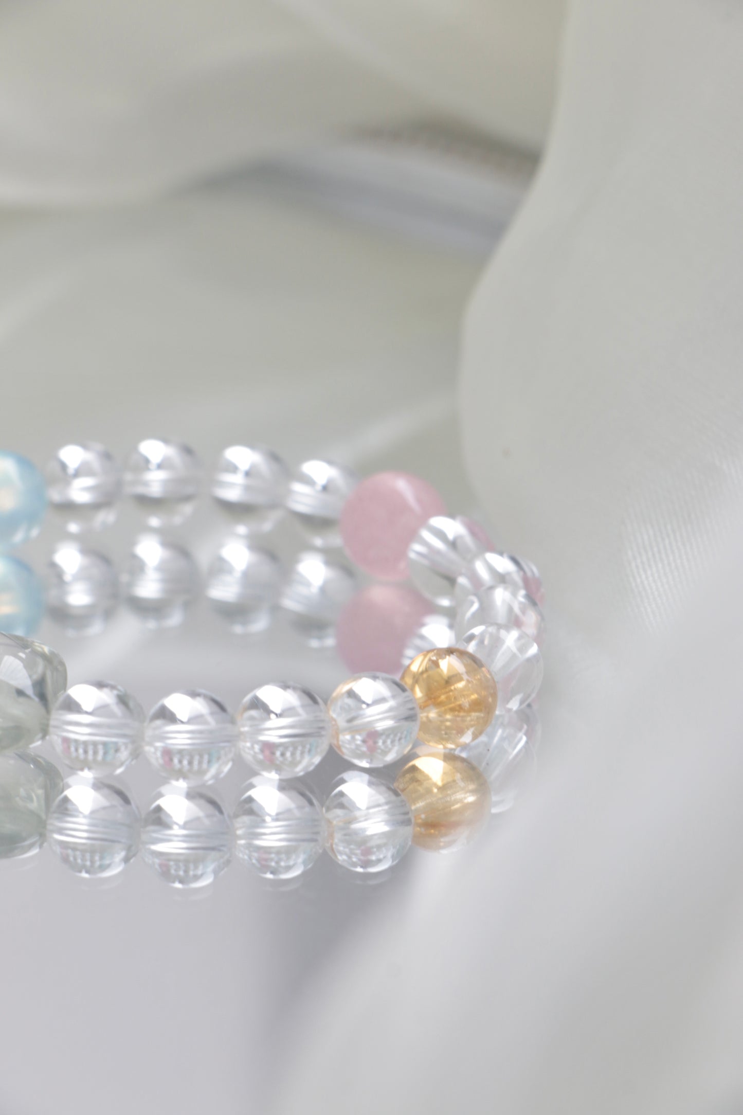 five element bracelet with aquamarine and citrine for energy healing