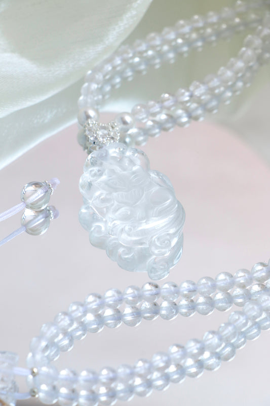 nine-tailed fox white quartz necklace for love and charisma
