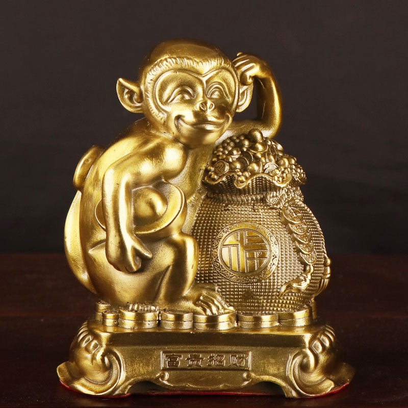 Bronze Monkey Money Bag Feng Shui Ornament for Qimen and Liuren Wealth Layouts
Ancient Chinese Wealth Talisman with Coin Motifs for Financial Success