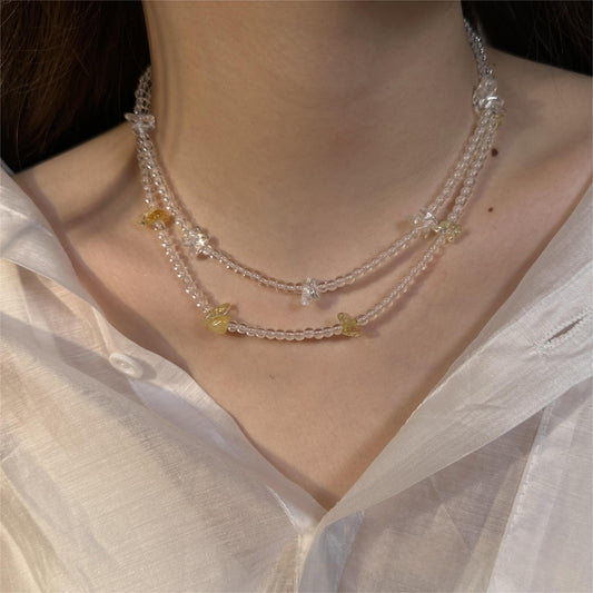 Clarity & Wealth Necklace – Citrine & Clear Quartz Energy Pendant