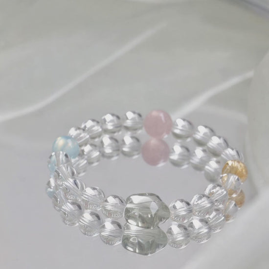 five element bracelet with aquamarine and citrine for energy healing