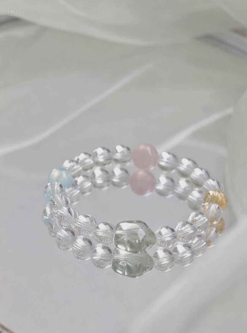 five element bracelet with aquamarine and citrine for energy healing